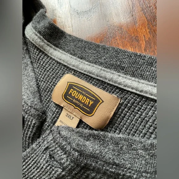 The Foundry Supply Co. Heather Gray Thermal Henley Shirt - Size 3XLT - Picture 5 of 5